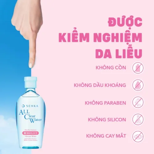 Nước Tẩy Trang Senka All Clear Micellar 230ml Hỗ Trợ Dưỡng Ẩm Sạch Sâu Làm Sáng Da
