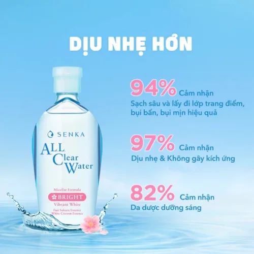 Nước Tẩy Trang Senka All Clear Micellar 230ml Hỗ Trợ Dưỡng Ẩm Sạch Sâu Làm Sáng Da