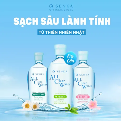 Nước Tẩy Trang Senka All Clear Micellar 230ml Hỗ Trợ Dưỡng Ẩm Sạch Sâu Làm Sáng Da