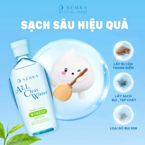 Nước Tẩy Trang Senka All Clear Micellar Fresh Màu Xanh Lá 230ml - Dành Cho Da Dầu Nhờn