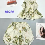 Đồ bộ áo hai dây quần đùi vải tonl hình hoa cỏ khác nhau