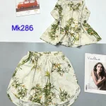 Đồ bộ áo hai dây quần đùi vải tonl hình hoa cỏ khác nhau