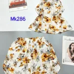 Đồ bộ áo hai dây quần đùi vải tonl hình hoa cỏ khác nhau