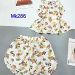 Đồ bộ áo hai dây quần đùi vải tonl hình hoa cỏ khác nhau