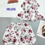 Đồ bộ áo hai dây quần đùi vải tonl hình hoa cỏ khác nhau