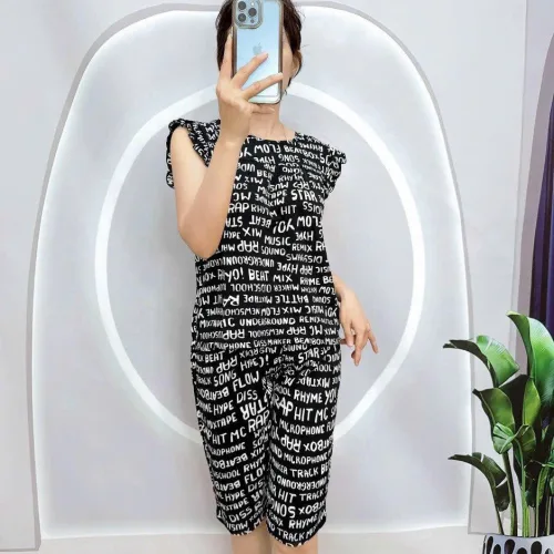 Đồ bộ áo sát nách quần lửng nhiều hoạ tiết