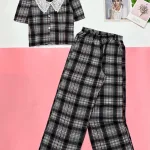 Đồ bộ áo tay  ngắn phối cổ ren