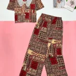 Đồ bộ áo tay  ngắn phối cổ ren