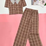 Đồ bộ áo tay  ngắn phối cổ ren