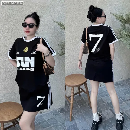Đồ bộ áo thun chân váy thể thao in số 7
