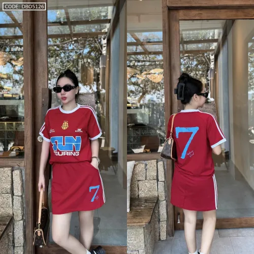Đồ bộ áo thun chân váy thể thao in số 7