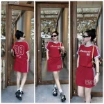 Đồ bộ áo thun chân váy thể thao in số 89