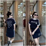 Đồ bộ áo thun chân váy thể thao in số 89