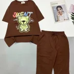 Đồ bộ áo thun quần lửng in hình gấu chữ