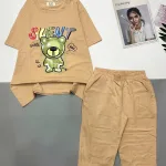 Đồ bộ áo thun quần lửng in hình gấu chữ