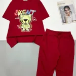 Đồ bộ áo thun quần lửng in hình gấu chữ