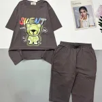 Đồ bộ áo thun quần lửng in hình gấu chữ