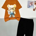 Đồ bộ áo thun quần lửng in hình gấu tay ngắn