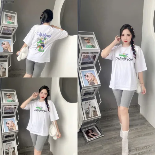 Đồ bộ áo thun quần lửng in hình tay lỡ