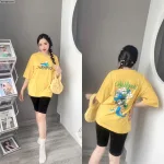 Đồ bộ áo thun quần lửng in hình tay lỡ
