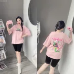 Đồ bộ áo thun quần lửng in hình tay lỡ
