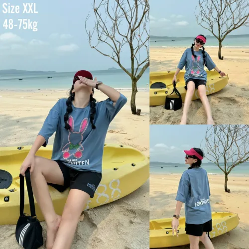 Đồ bộ big size 48- 75  quần đùi áo tay ngắn in hình con thỏ lớn