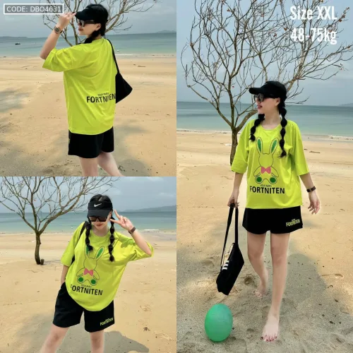 Đồ bộ big size 48- 75  quần đùi áo tay ngắn in hình con thỏ lớn