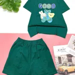 Đồ bộ cotton quần đùi áo tay ngắn in chữ  3gấu GOGO