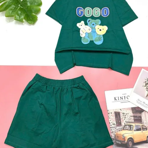 Đồ bộ cotton quần đùi áo tay ngắn in chữ  3gấu GOGO