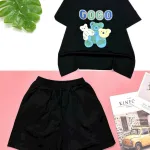 Đồ bộ cotton quần đùi áo tay ngắn in chữ  3gấu GOGO