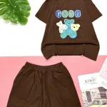 Đồ bộ cotton quần đùi áo tay ngắn in chữ  3gấu GOGO