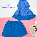 Đồ bộ gấm phối mango quần đùi trơn áo yếm 2 dây cột sau 2 lớp