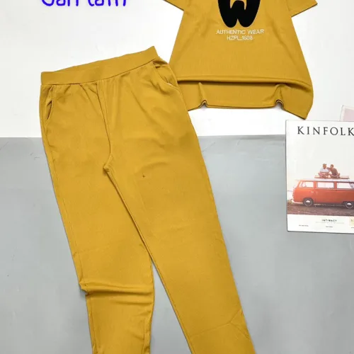 Đồ bộ gân tăm quần dài áo tay ngắn in chữ W