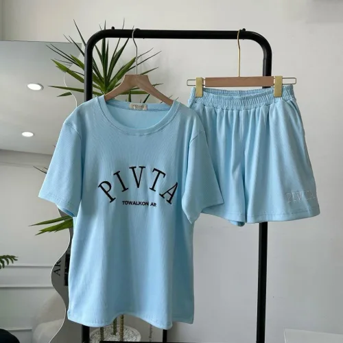 Đồ bộ gân tăm  quần đùi áo tay ngắn in chữ PIVITA