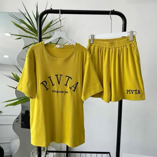 Đồ bộ gân tăm  quần đùi áo tay ngắn in chữ PIVITA