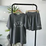 Đồ bộ gân tăm  quần đùi áo tay ngắn in chữ PIVITA