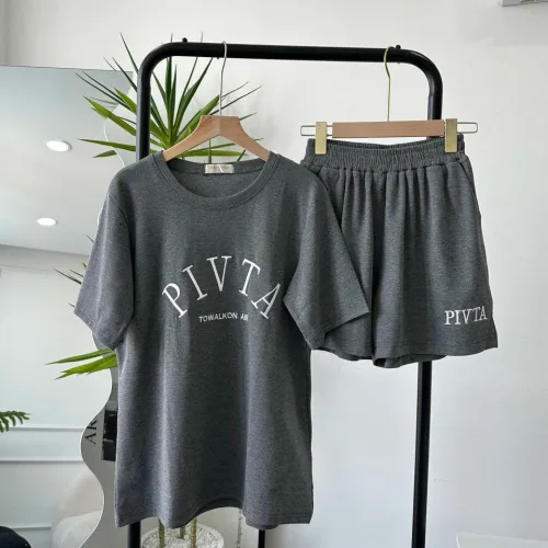 Đồ bộ gân tăm  quần đùi áo tay ngắn in chữ PIVITA
