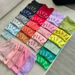 Đồ bộ gân tăm  quần đùi áo tay ngắn in chữ PIVITA