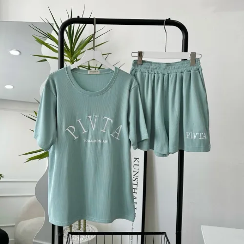 Đồ bộ gân tăm  quần đùi áo tay ngắn in chữ PIVITA