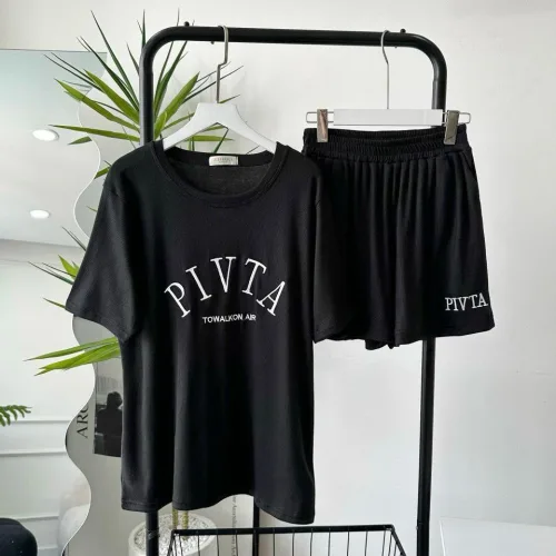 Đồ bộ gân tăm  quần đùi áo tay ngắn in chữ PIVITA