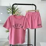 Đồ bộ gân tăm  quần đùi áo tay ngắn in chữ PIVITA