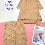 Đồ bộ gân tăm quần lửng gân tăm xẻ tà