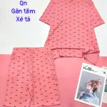 Đồ bộ gân tăm quần lửng gân tăm xẻ tà