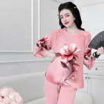 Đồ bộ lam latin quần dài áo tay lỡ cổ tròn size 2