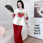 Đồ bộ lam latin quần dài áo tay lỡ cổ tròn size 2