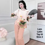 Đồ bộ lam latin quần dài áo tay lỡ cổ tròn size 2
