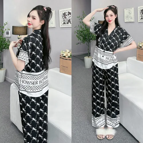 Đồ bộ latin mặc nhà quần dài áo tay ngắn in nhiều hoạ tiết