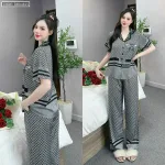 Đồ bộ latin mặc nhà quần dài áo tay ngắn in nhiều hoạ tiết