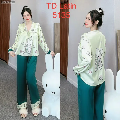 Đồ bộ latin quần dài  áo tay dài cổ v viền có nơ cột
