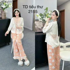 Đồ bộ latin quần dài xoè ống áo tay dài cổ viền có nơ cột